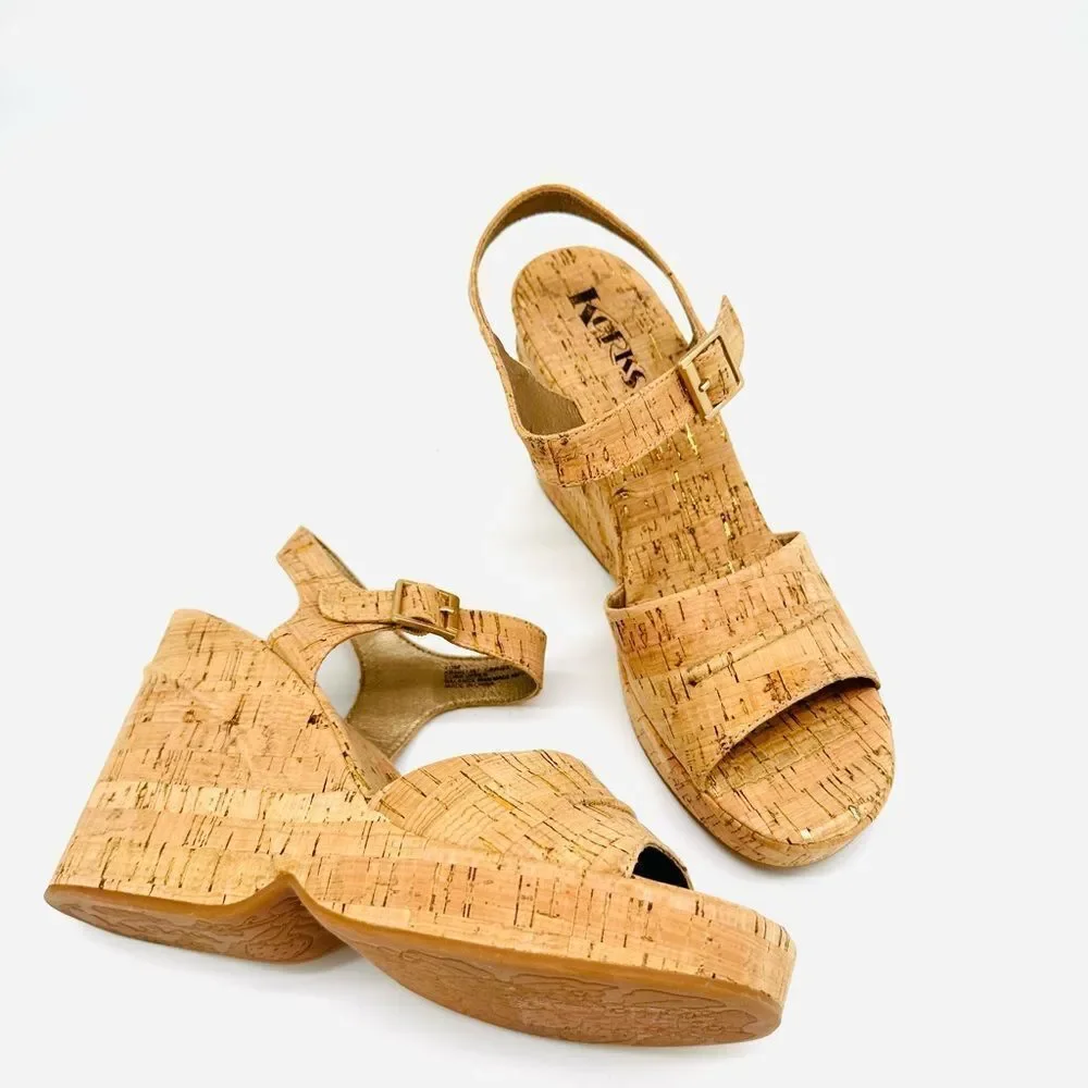 Korsk-easy Women's Tan Wedge Sandals